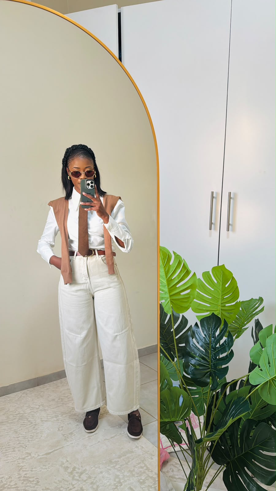 White Vest & Cream Pants Set